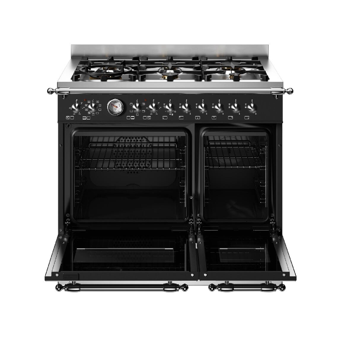Bertazzoni HER96L2ENET2 Heritage Cucina da accosto 90 cm, 6 fuochi a gas, doppio forno elettrico, nero
