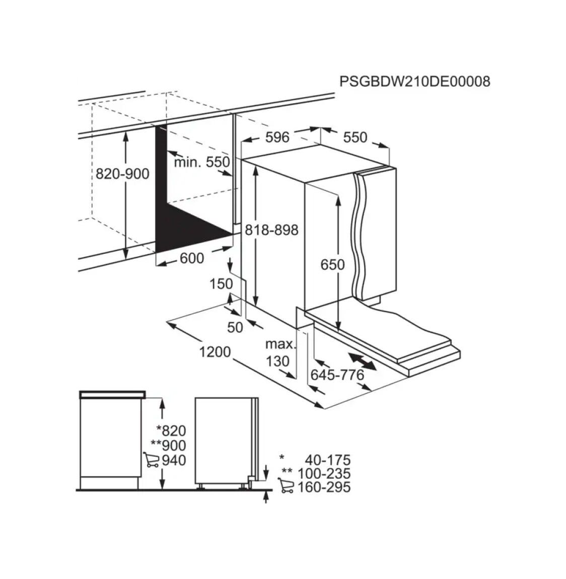 Electrolux KL62B201S serie 600 Lavastoviglie integrata totale cm. 60, 14 coperti, Tecnologia AirDry, display QuickSelect, braccio irroratore 360Clean, terzo cestello, classe B