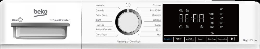Beko BMX7126DB Lavatrice a libera installazione SteamCure 7 kg, 1200 giri, motore ProSmart Inverter, classe energetica A