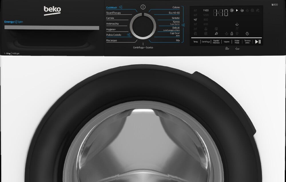Beko G9149DB Lavatrice a libera installazione 9 kg, 1400 giri, motore ProSmart Inverter, SteamCure, classe energetica A