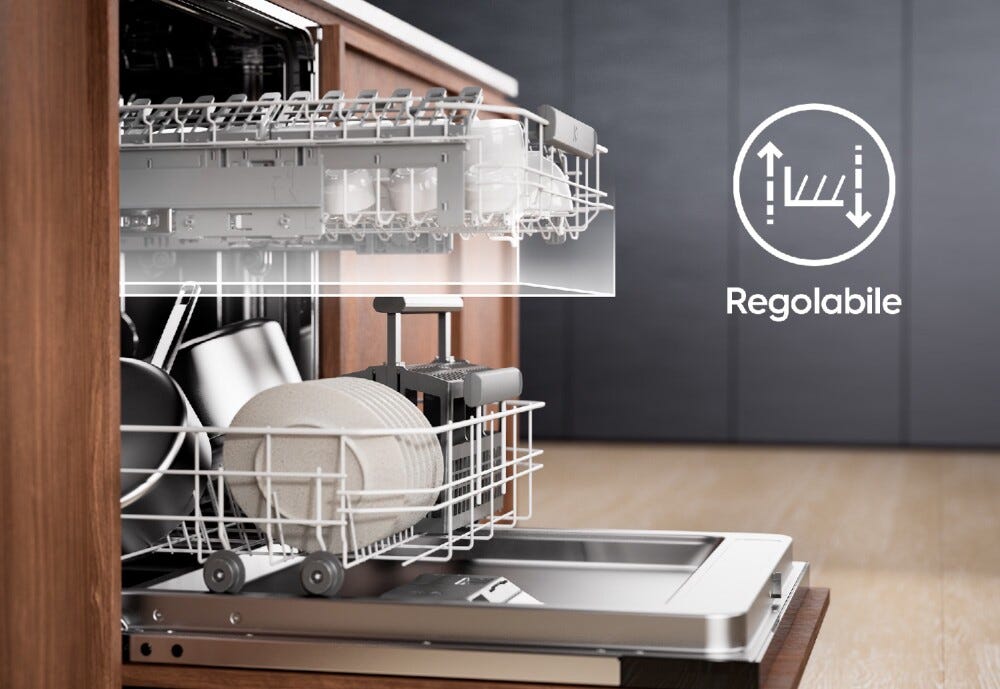 Electrolux KL52D201S serie 500 Lavastoviglie integrata totale cm. 60, 14 coperti, tecnologia AirDry, LightOnFloor, terzo cestello MaxiFlex, comandi Sliding, classe D