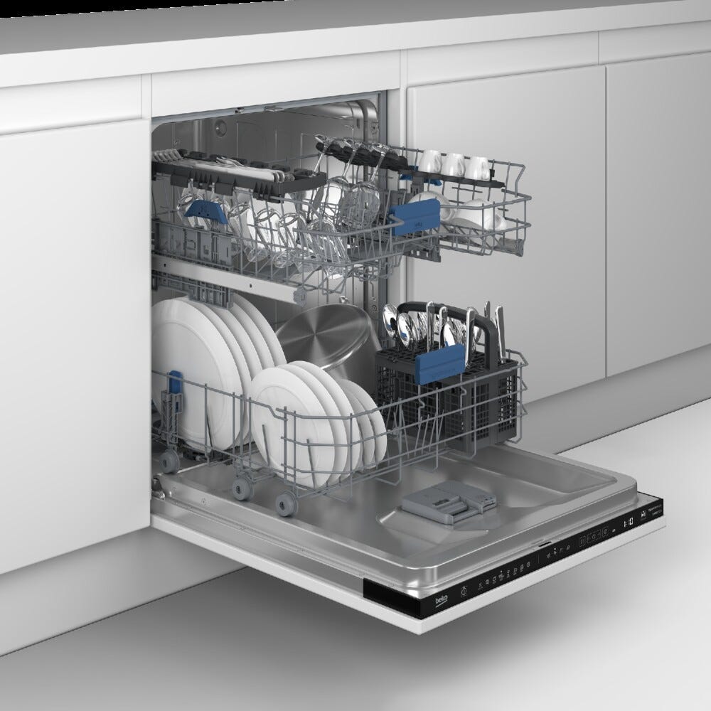 Beko 7638093977 Lavastoviglie integrata totale 15 coperti, CornerIntense™, SelfDry, motore inverter, classe energetica C