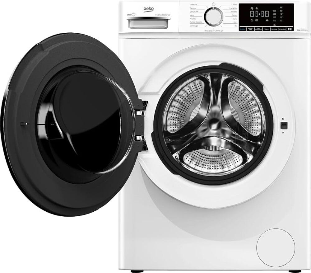 Beko BMX8126DB Lavatrice a libera installazione 8 kg, 1200 giri, motore inverter, vapore SteamCure, classe energetica A