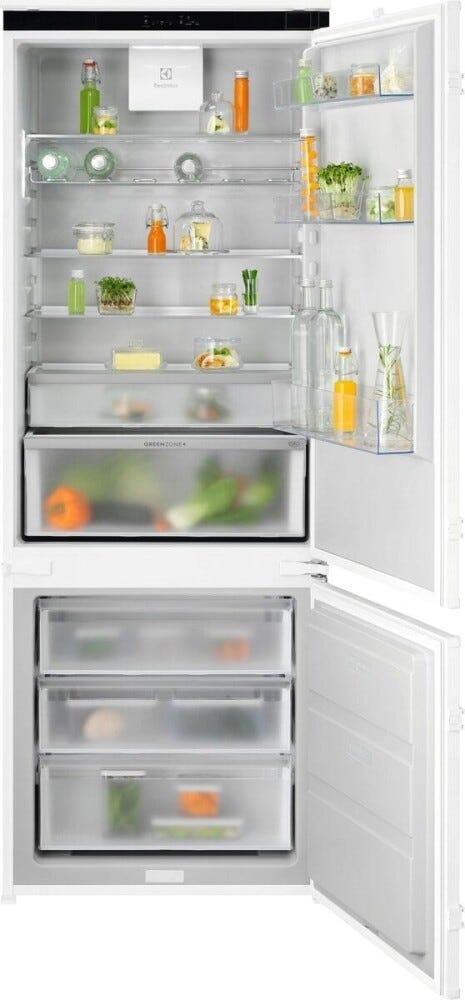 Electrolux KNG8TD75S serie 800 Frigorifero con congelatore da incasso cm. 69, altezza 189, 375 litri, Total No Frost, FastFreeze, classe D
