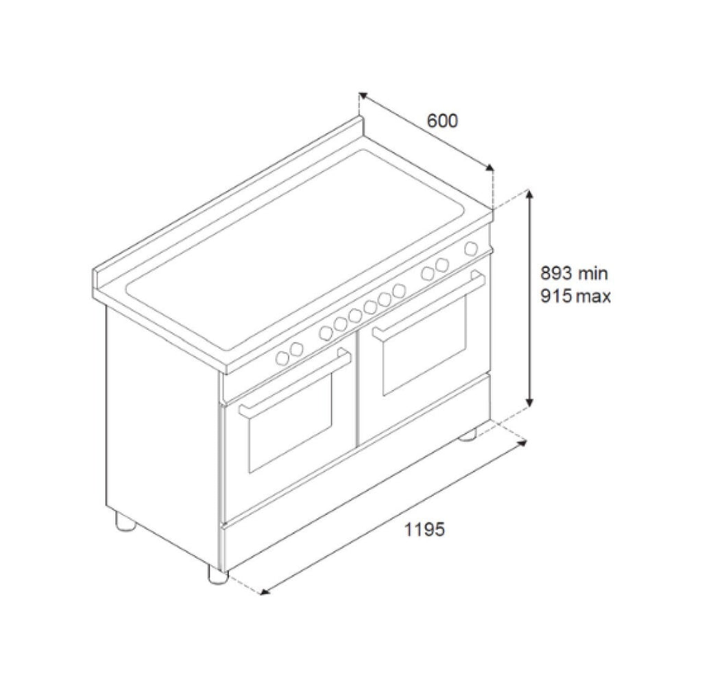 Bertazzoni MAS125I2EXT2 Master Cucina da accosto 120 cm, 5 zone induzione + piastra, doppio forno elettrico, inox
