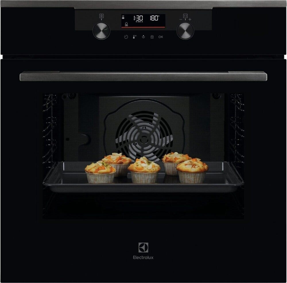 Electrolux KODDP66WH serie 500 Forno elettrico multifunzione cm. 60, 72 litri, pulizia pirolitica, WiFi, funzione vapore, manopole a scomparsa, nero