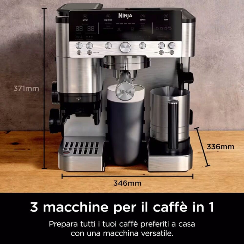 Ninja ES601EU Ninja Luxe Café Premier Macchina da caffè, Espresso, cappuccino, latte, 19 bar, Auto-iQ