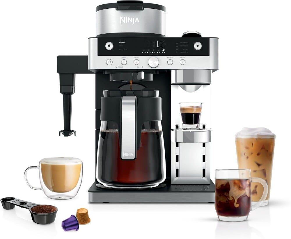 Ninja CFN802EU Prestige DualBrew System Macchina da caffè, 5 stili di caffè, 6 dimensioni, Auto-iQ, caraffa termica 1,7 L