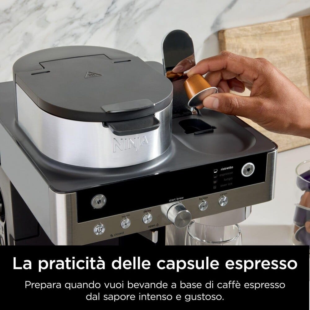 Ninja CFN802EU Prestige DualBrew System Macchina da caffè, 5 stili di caffè, 6 dimensioni, Auto-iQ, caraffa termica 1,7 L