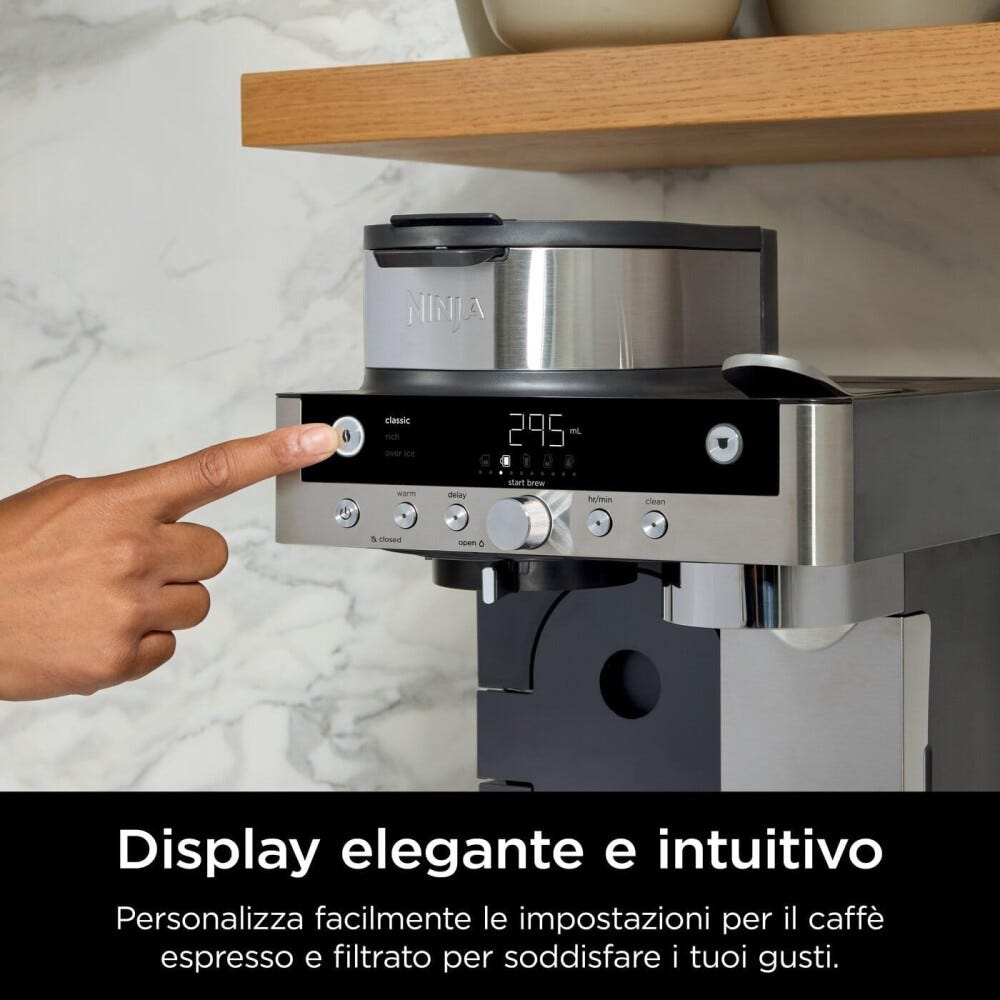 Ninja CFN802EU Prestige DualBrew System Macchina da caffè, 5 stili di caffè, 6 dimensioni, Auto-iQ, caraffa termica 1,7 L