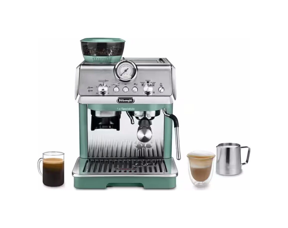 De Longhi EC9155.GR EX:2 La Specialista Arte Macchina da caffè con macinacaffè integrato, 15 bar, montalatte manuale, verde