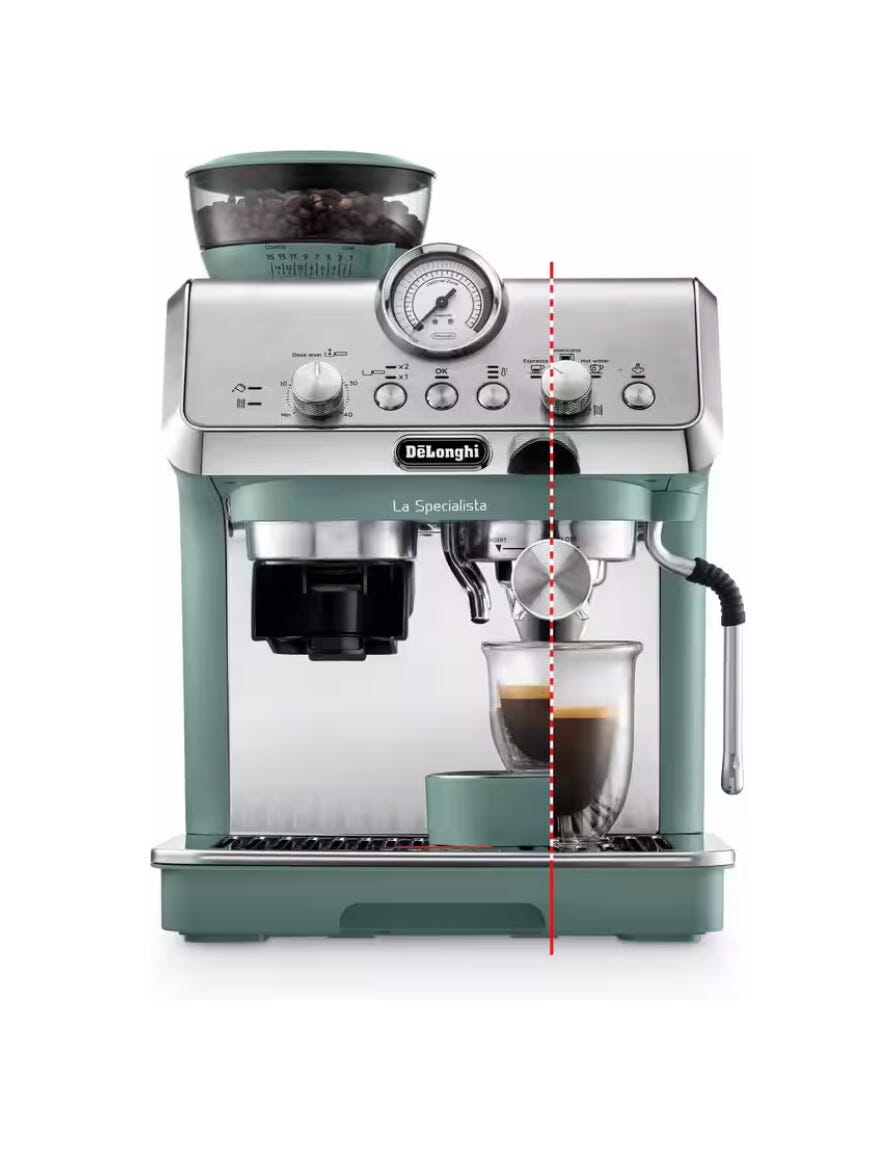 De Longhi EC9155.GR EX:2 La Specialista Arte Macchina da caffè con macinacaffè integrato, 15 bar, montalatte manuale, verde