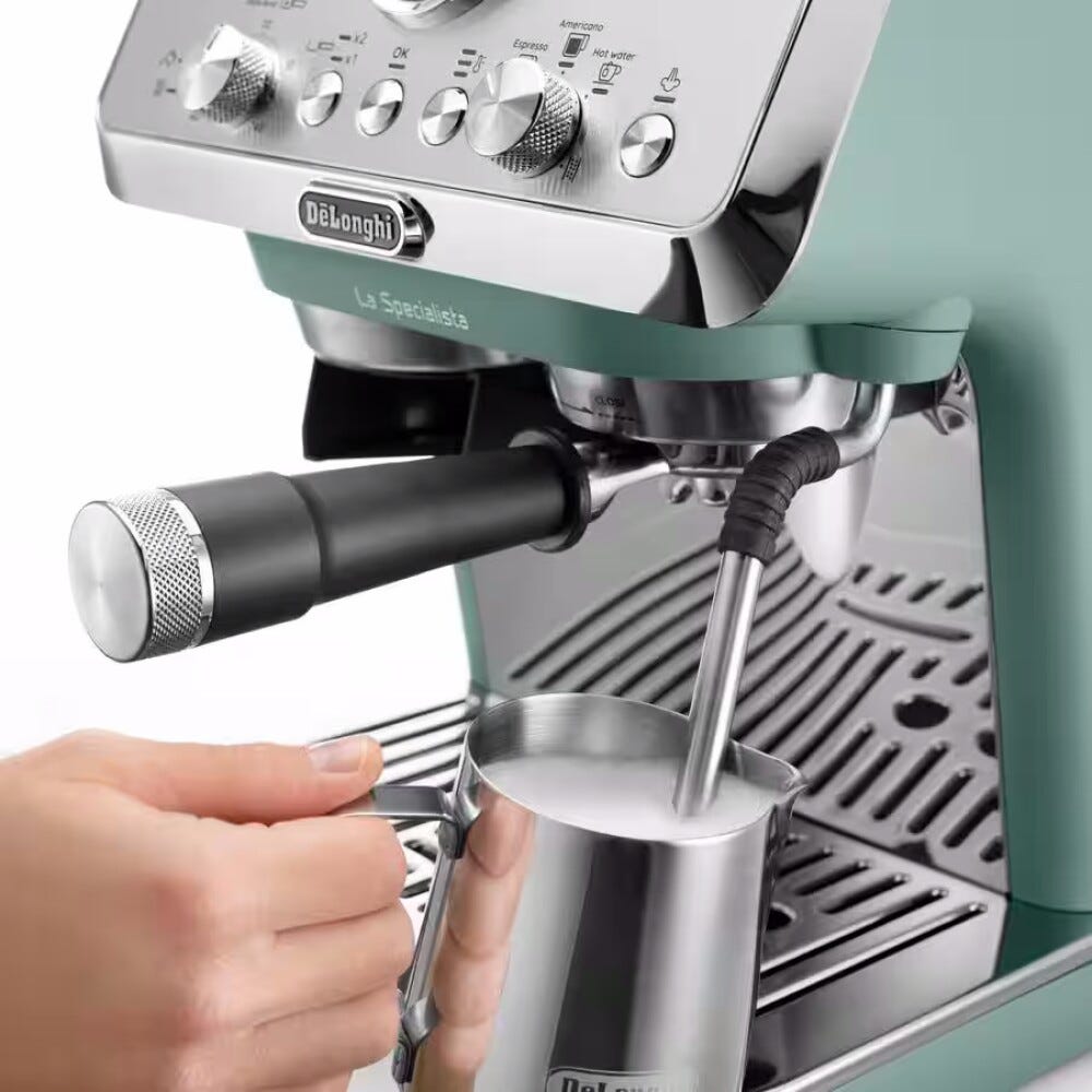 De Longhi EC9155.GR EX:2 La Specialista Arte Macchina da caffè con macinacaffè integrato, 15 bar, montalatte manuale, verde