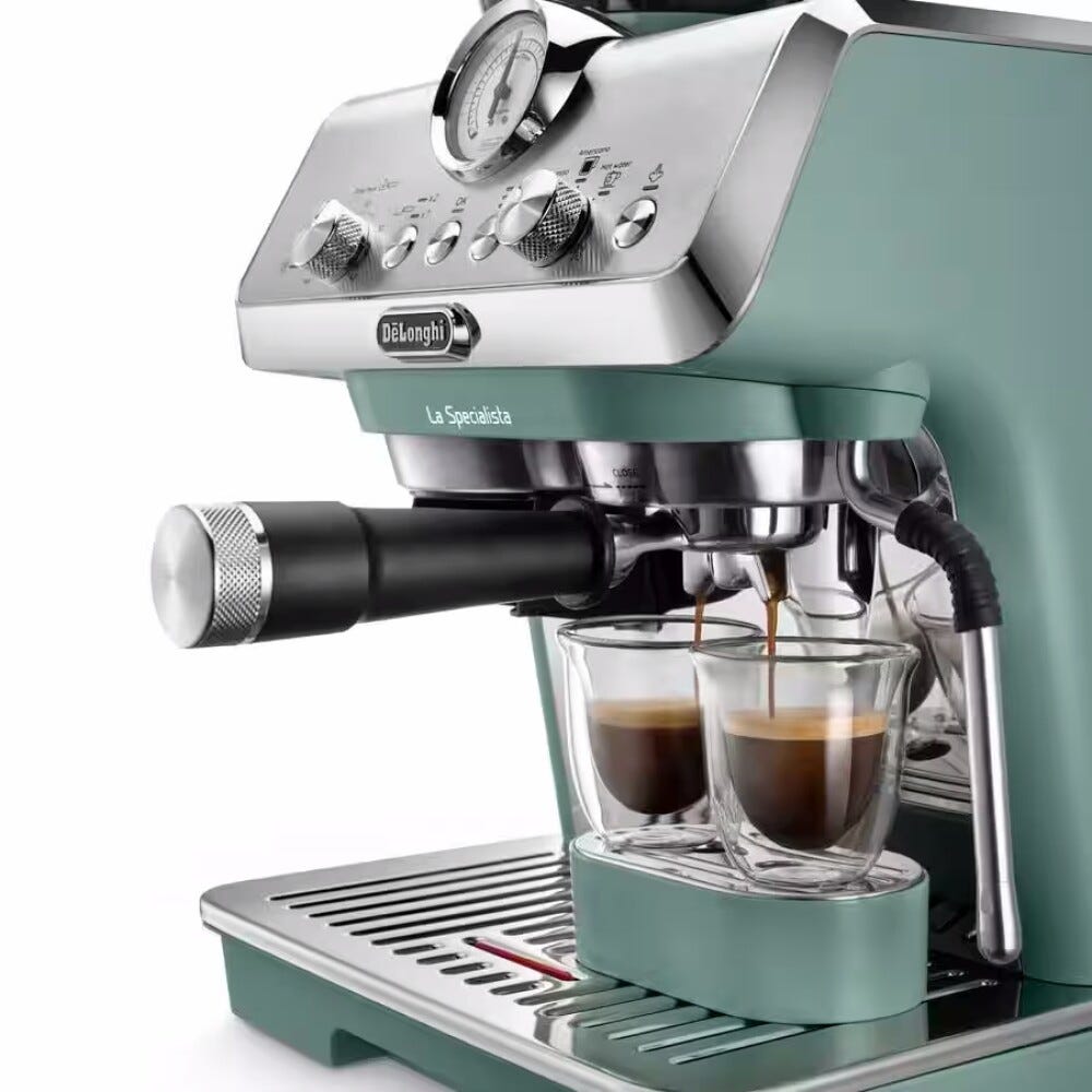 De Longhi EC9155.GR EX:2 La Specialista Arte Macchina da caffè con macinacaffè integrato, 15 bar, montalatte manuale, verde