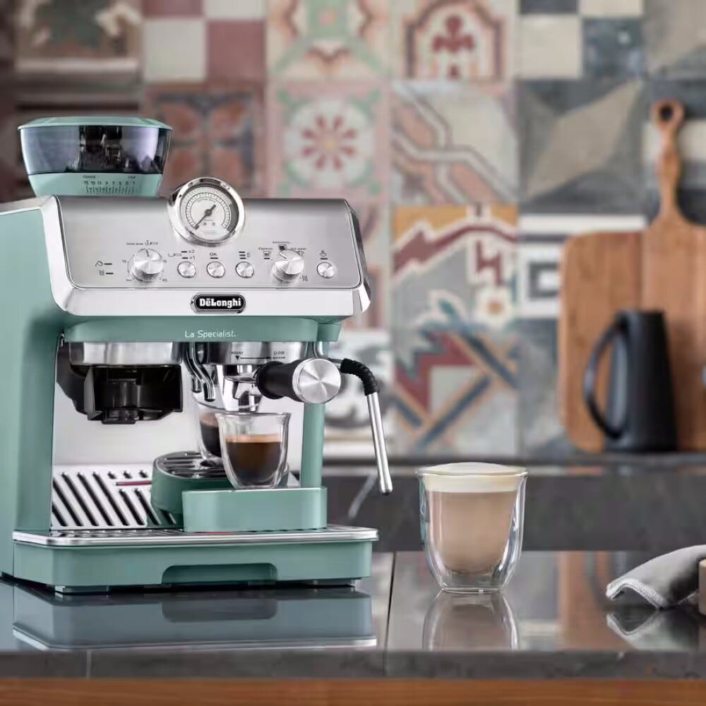 De Longhi EC9155.GR EX:2 La Specialista Arte Macchina da caffè con macinacaffè integrato, 15 bar, montalatte manuale, verde