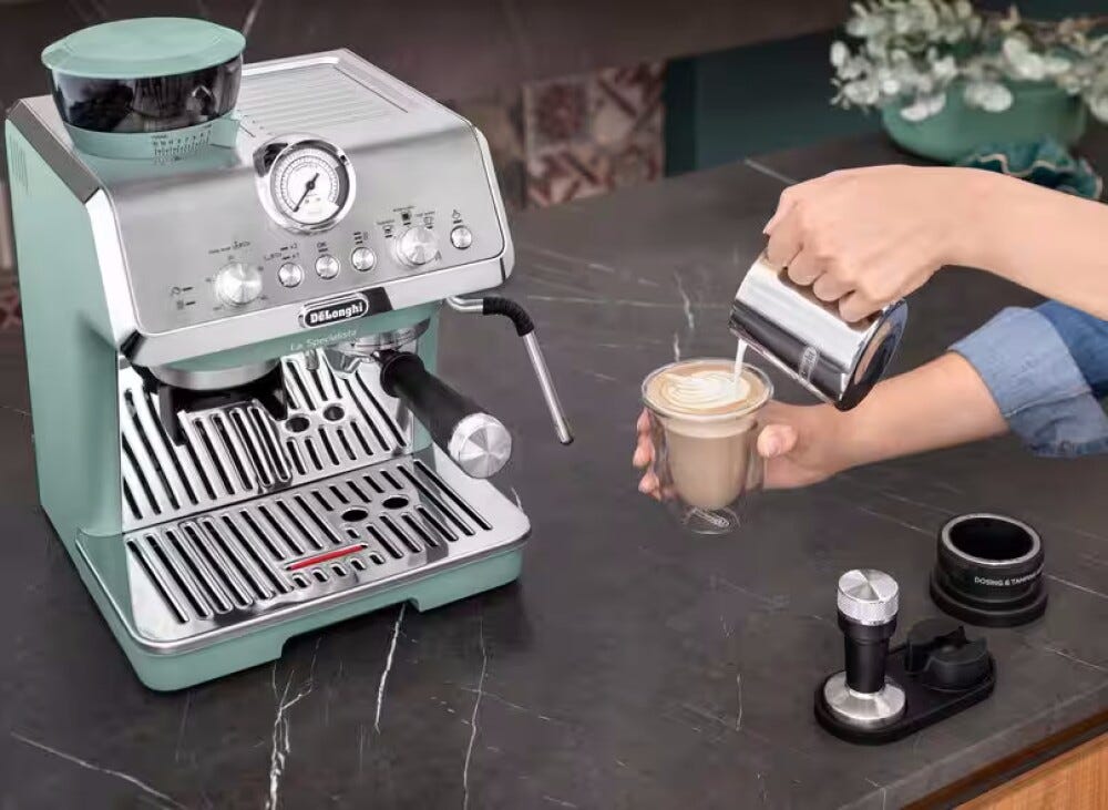 De Longhi EC9155.GR EX:2 La Specialista Arte Macchina da caffè con macinacaffè integrato, 15 bar, montalatte manuale, verde