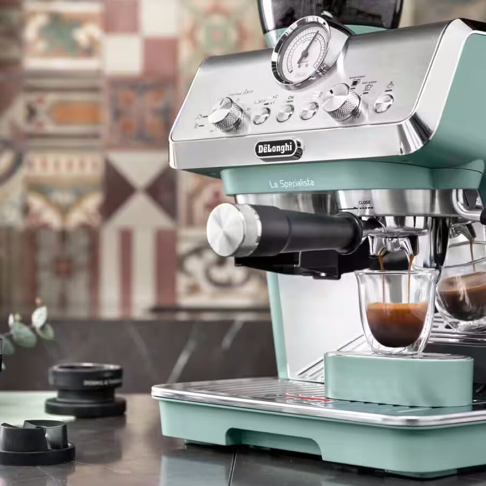 De Longhi EC9155.GR EX:2 La Specialista Arte Macchina da caffè con macinacaffè integrato, 15 bar, montalatte manuale, verde