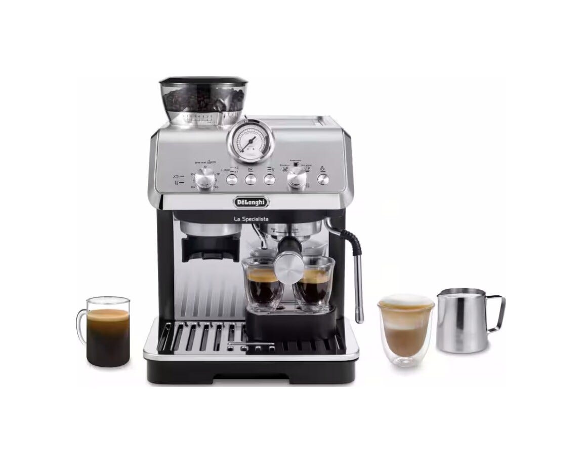 De Longhi EC9155.MB La Specialista Arte Macchina da caffè con macinacaffè integrato, 15 bar, montalatte manuale, design Metal Black
