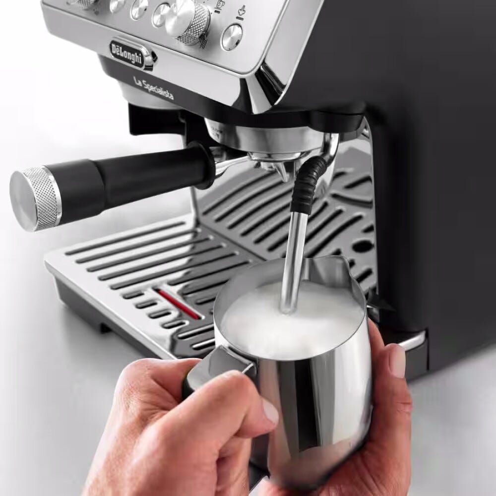 De Longhi EC9155.MB La Specialista Arte Macchina da caffè con macinacaffè integrato, 15 bar, montalatte manuale, design Metal Black
