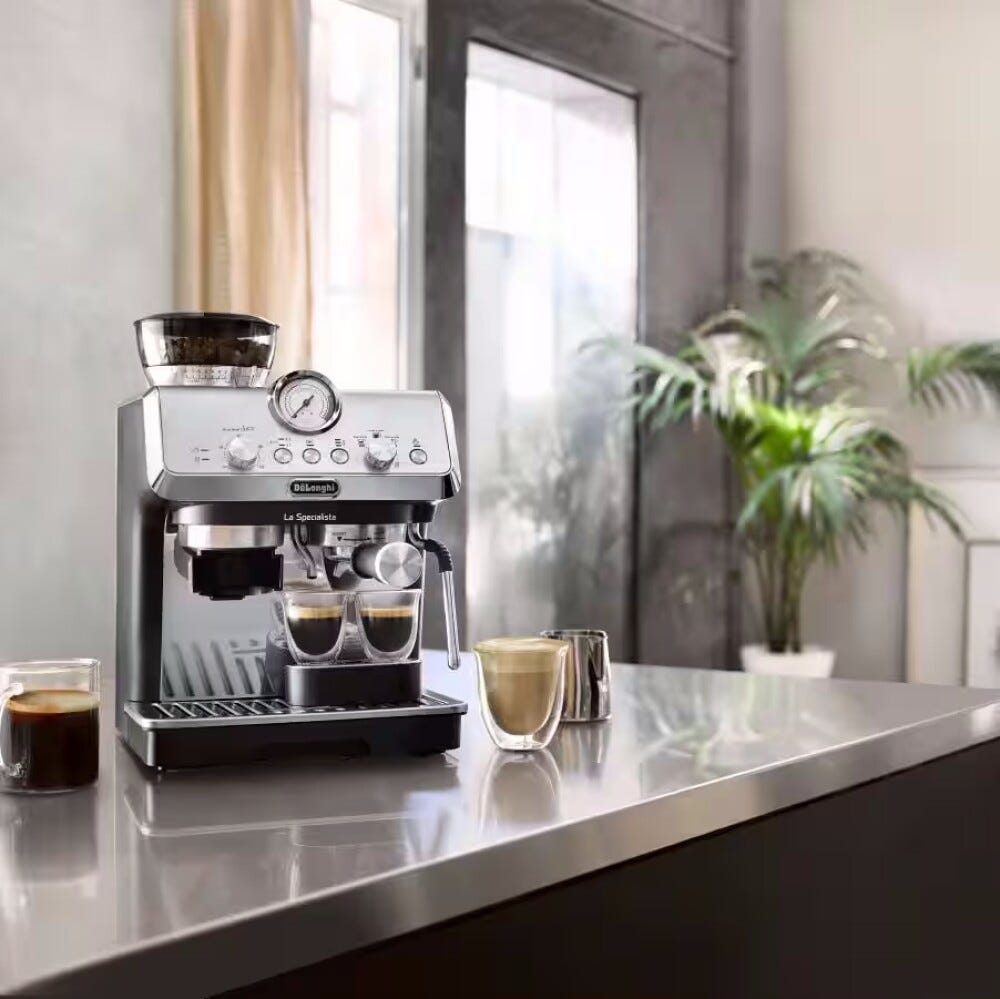 De Longhi EC9155.MB La Specialista Arte Macchina da caffè con macinacaffè integrato, 15 bar, montalatte manuale, design Metal Black