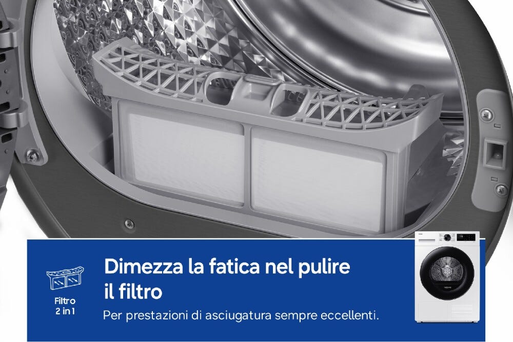 Samsung DV80DG52B0AEET SpaceMax™ Asciugatrice cm. 60 - 8 kg, pompa di calore, Optimal Dry, AI Control
