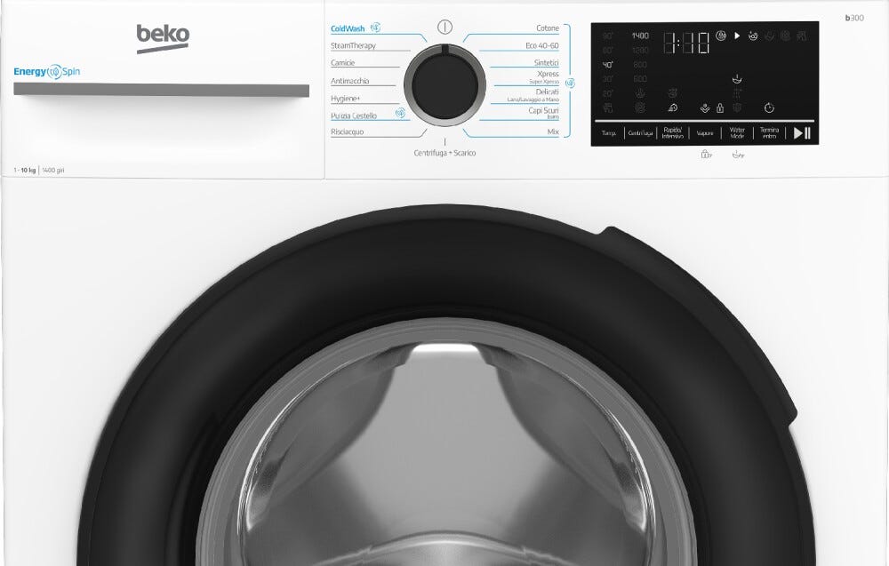 Beko BMW109DB Lavatrice a libera installazione, 10 kg, EnergySpin Steamcure with Refreshment, Bianco