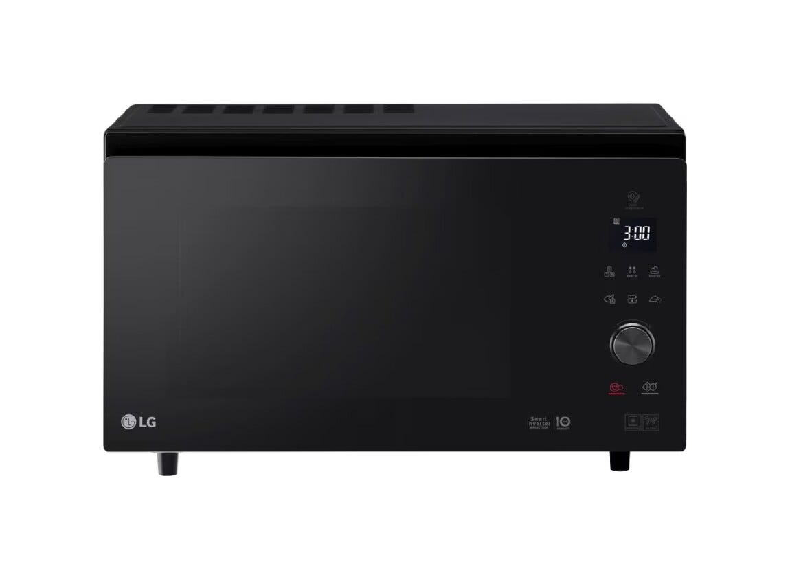 LG MJ3965BPB Forno a microonde combinato, Smart Inverter e frittura leggera, 39 lt, Grill e EasyClean, Nero Fumè