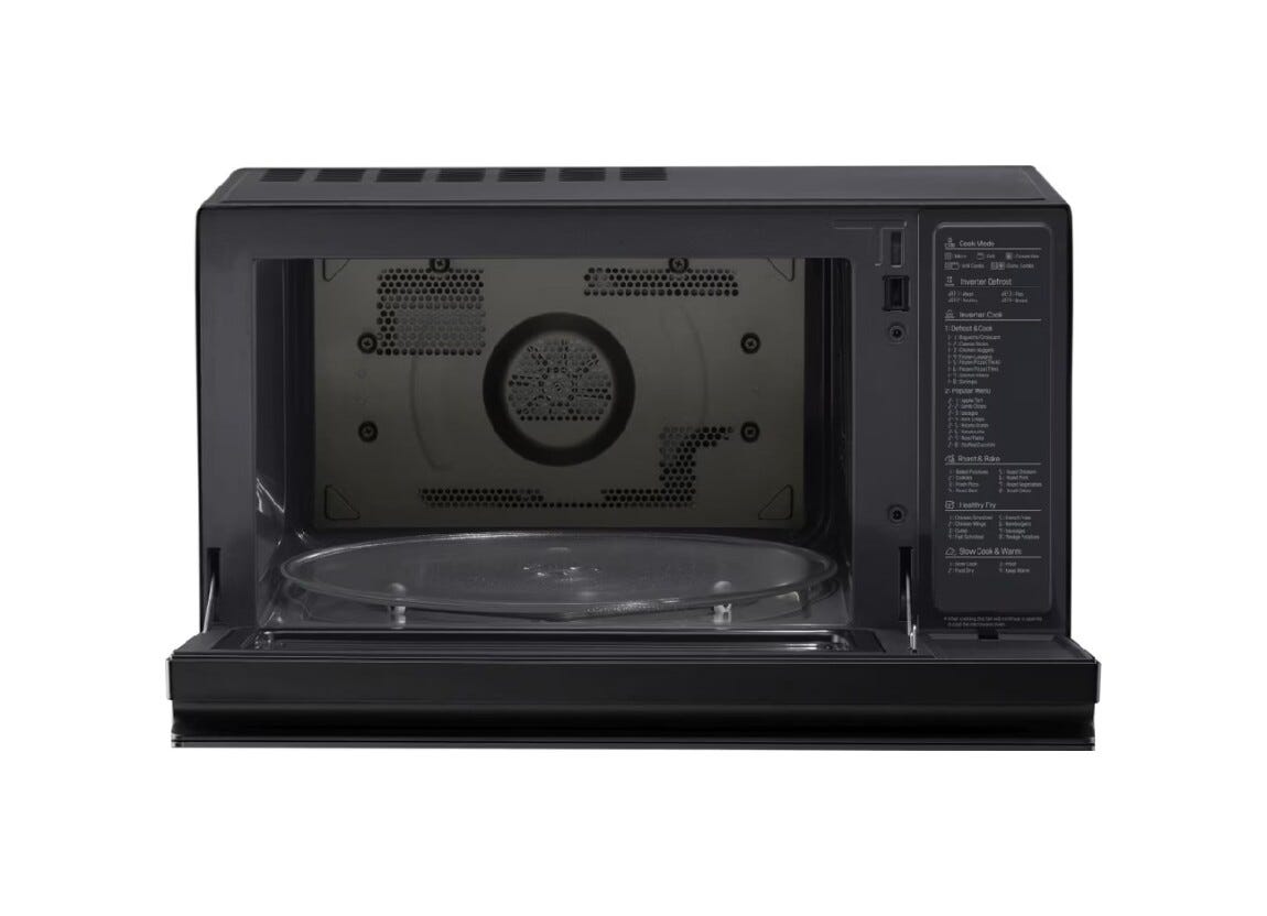 LG MJ3965BPB Forno a microonde combinato, Smart Inverter e frittura leggera, 39 lt, Grill e EasyClean, Nero Fumè