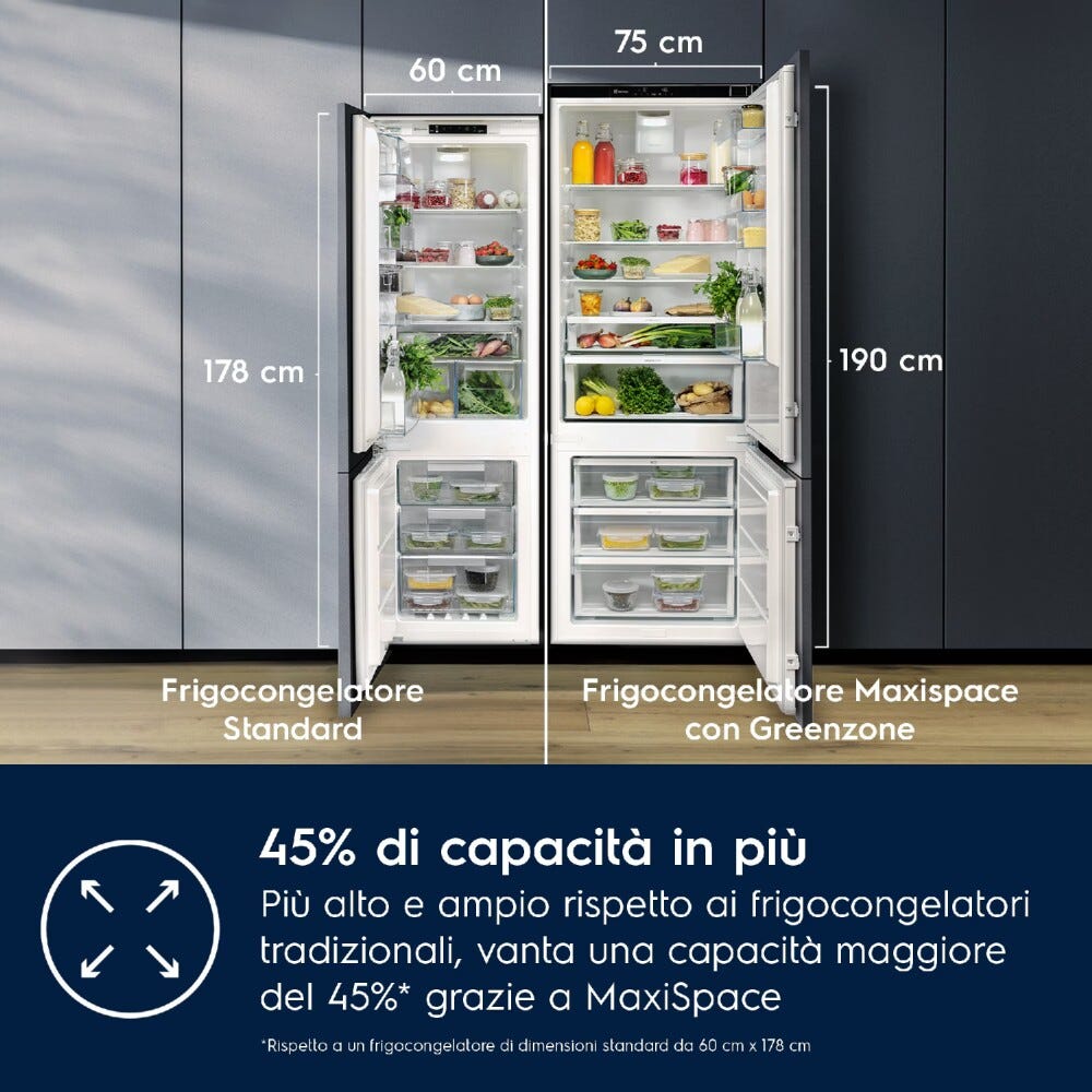 Electrolux KNA7TE75S Serie 700 Frigorifero con congelatore ad incasso, Serie 700 TwinTech® Total No Frost, H. 188 cm, 375 lt, AI CoolAssist® FreeStore®