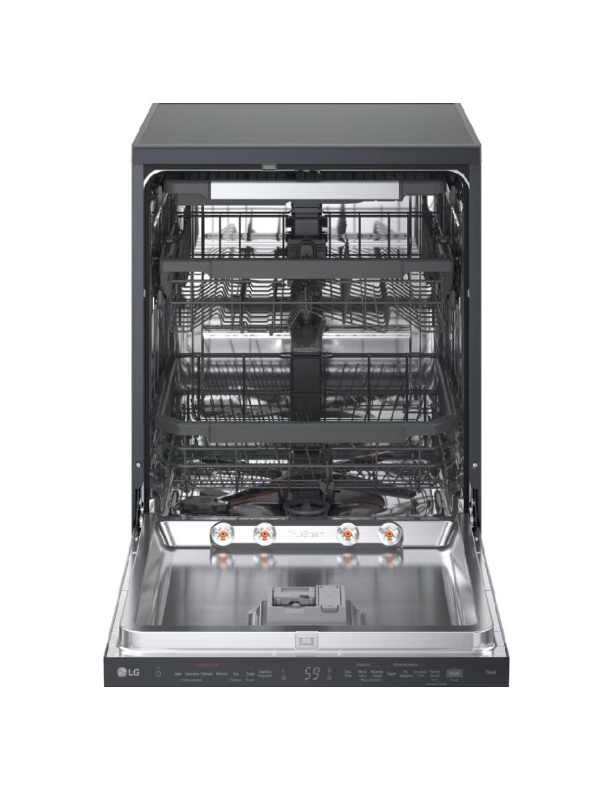 LG DF375HMS QuadWash Lavastoviglie a libera installazione, QuadWash Serie 3, 14 coperti, Vapore TrueSteam, Auto-apertura, Wi-Fi, Nera Matte Black