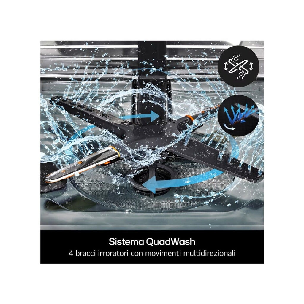 LG DF375HMS QuadWash Lavastoviglie a libera installazione, QuadWash Serie 3, 14 coperti, Vapore TrueSteam, Auto-apertura, Wi-Fi, Nera Matte Black