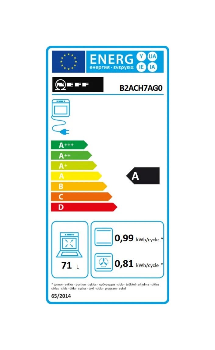 Neff OUTLET B2ACH7AG0 Forno elettrico pirolitico cm. 59 - grigio grafite - ARTICOLO EXPO PRIVO DI IMBALLO ORIGINALE