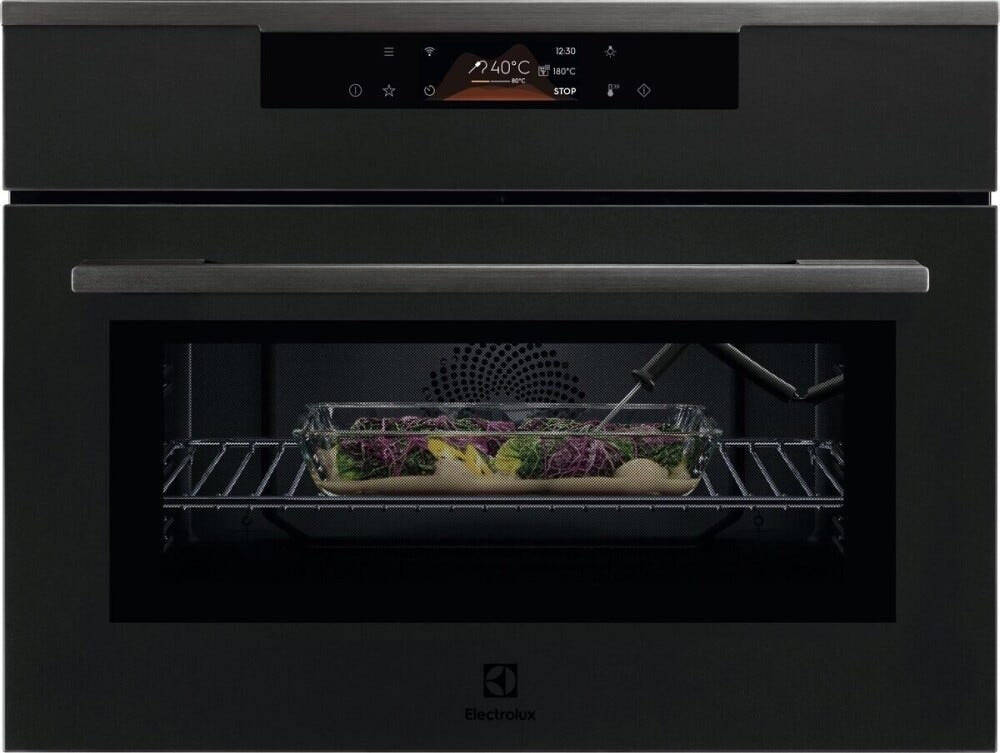 Electrolux KVLBE08WT serie 800 MealAssist Combiquick Forno combinato a microonde cm. 60, altezza 46, 44 litri, display Full Color TFT, WiFi, funzione pizza, termosonda, nero opaco
