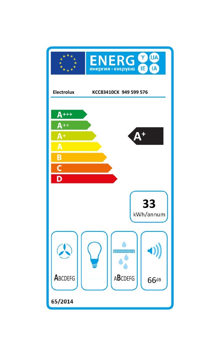 Electrolux KCC83410CK serie 600 Bridge Piano cottura a induzione con cappa integrata cm. 80, 650 m³/h, 4 zone cottura, funzione bridge, Hob2Hood, comandi slider touch, Classe A+, nero