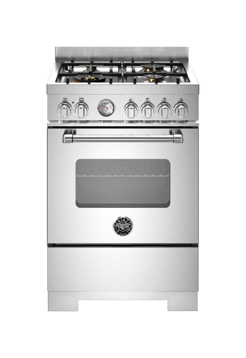 Bertazzoni MAS64L1EXT2 Master Cucina a libera installazione 60 cm, 4 bruciatori, forno elettrico multifunzione 69 L, inox