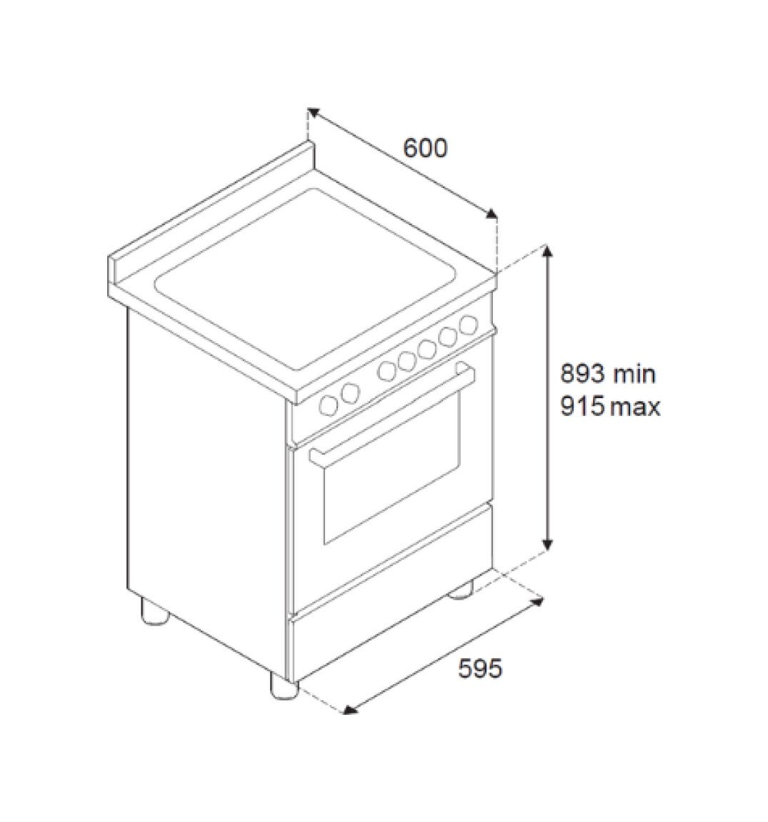 Bertazzoni MAS64L1EXT2 Master Cucina a libera installazione 60 cm, 4 bruciatori, forno elettrico multifunzione 69 L, inox