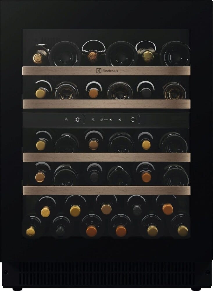 Electrolux EWUD040F8B PURE 700 Cantina vini a libera installazione cm. 59, altezza 82, 40 bottiglie, Dual Zone, nero