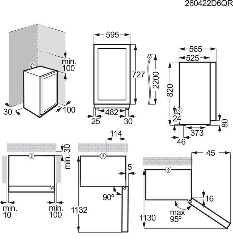Electrolux EWUD040F8B PURE 700 Cantina vini a libera installazione cm. 59, altezza 82, 40 bottiglie, Dual Zone, nero