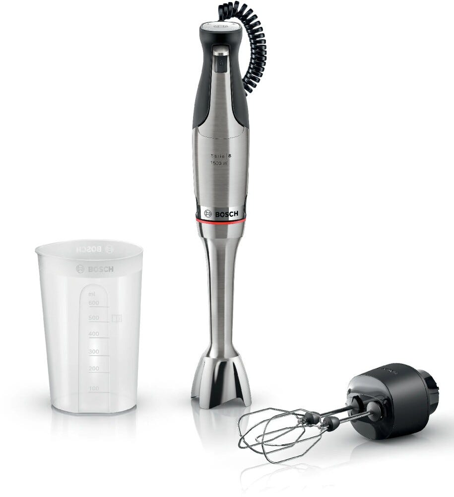 Bosch MSM8M914 8 Frullatore a immersione 1500 W, coltello a 6 lame, corpo in acciaio inox