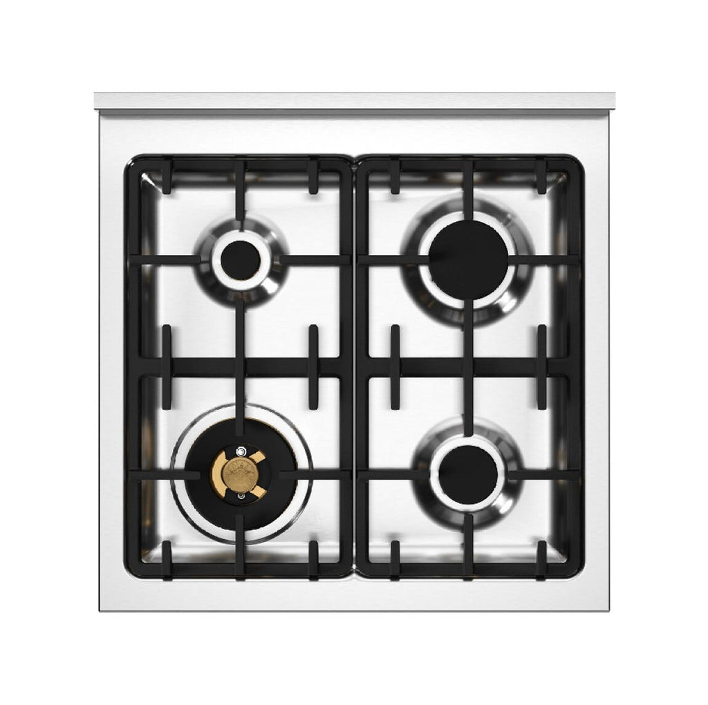 Bertazzoni PRO64L1EGIT2 Professional Cucina libera installazione 60 cm, 4 bruciatori in ottone, forno elettrico multifunzione 69 L, giallo