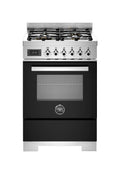 Bertazzoni PRO64L1ENET2 Professional Cucina libera installazione 60 cm, 4 bruciatori in ottone, forno elettrico multifunzione 69 L, nero