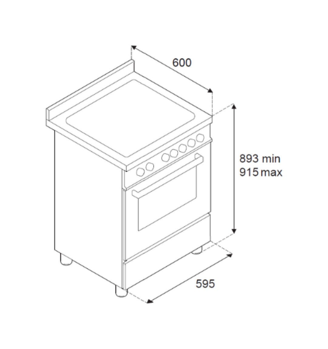 Bertazzoni PRO64L1ENET2 Professional Cucina libera installazione 60 cm, 4 bruciatori in ottone, forno elettrico multifunzione 69 L, nero