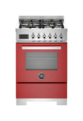 Bertazzoni PRO64L1EROT2 Professional Cucina da accosto 60 cm, 4 bruciatori in ottone, forno elettrico multifunzione 69 L, rosso