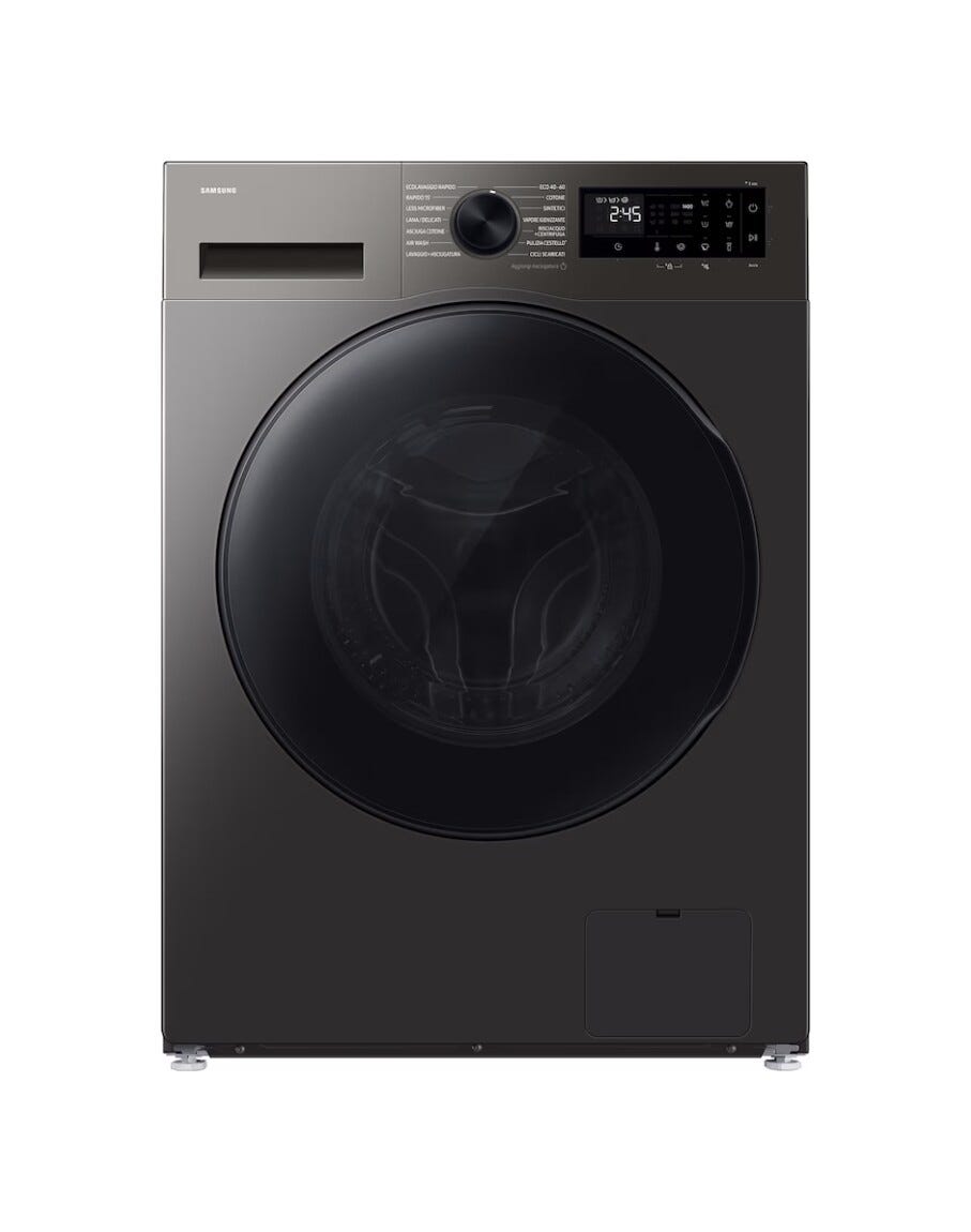 Samsung WD90HG5U34BXET Lavasciuga a libera installazione 9 kg lavaggio, 6 kg asciugatura, Ecobubble, Air Wash, 1400 giri, classe A, Refined Inox