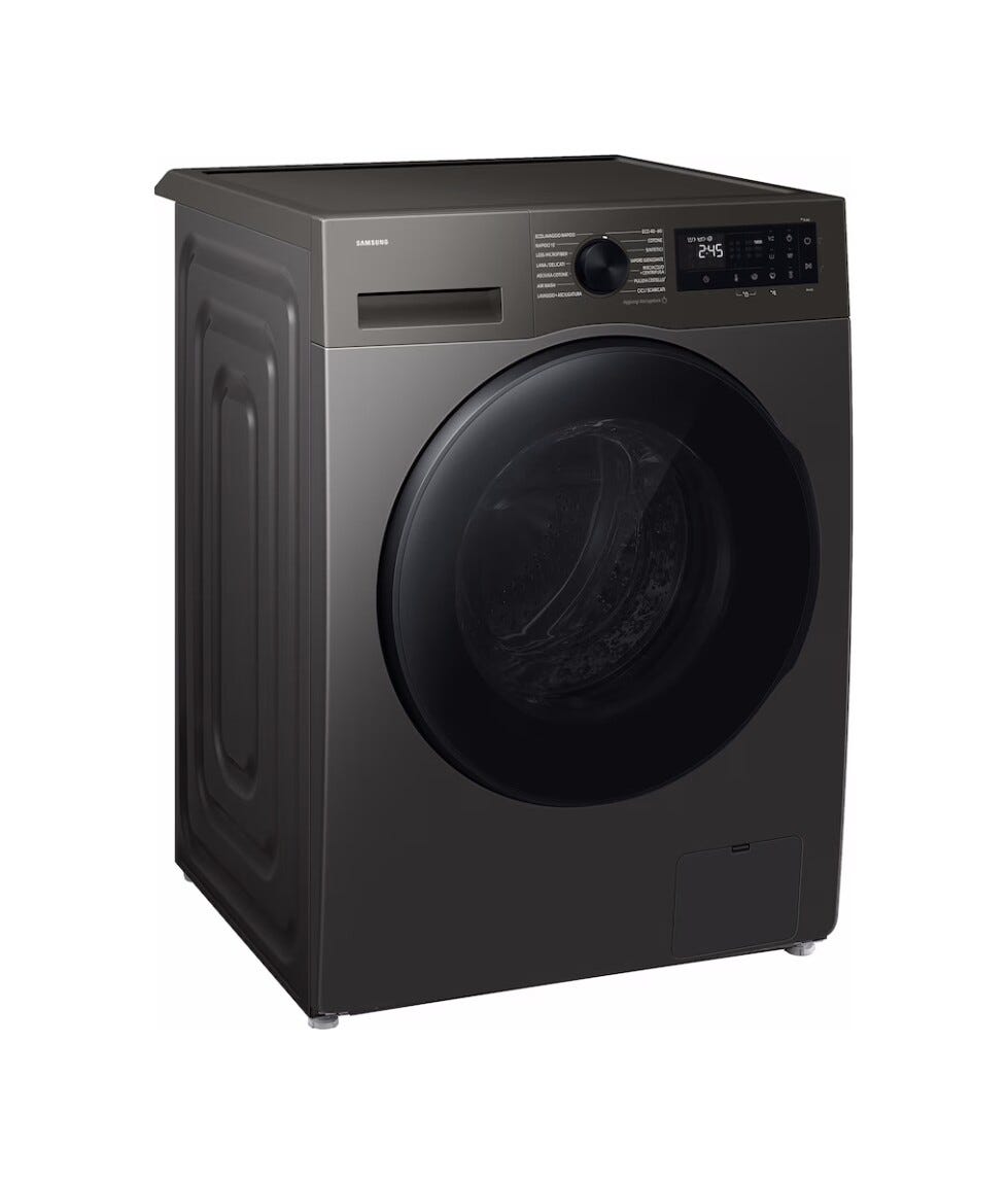 Samsung WD90HG5U34BXET Lavasciuga a libera installazione 9 kg lavaggio, 6 kg asciugatura, Ecobubble, Air Wash, 1400 giri, classe A, Refined Inox
