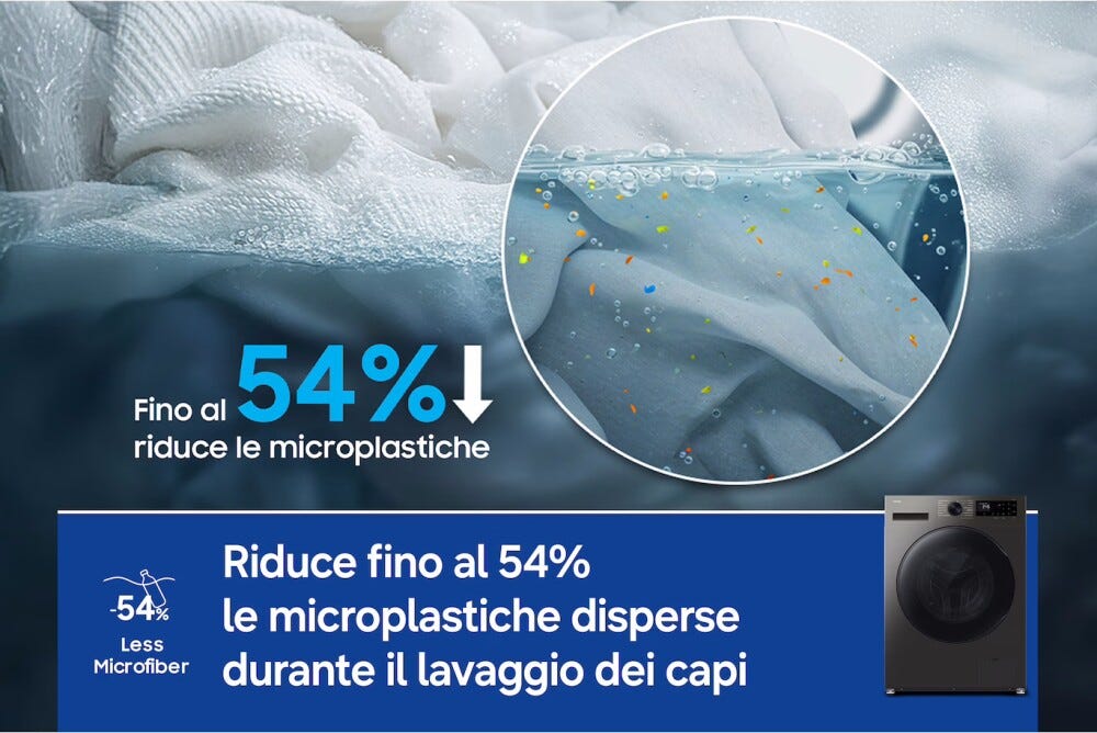 Samsung WD90HG5U34BXET Lavasciuga a libera installazione 9 kg lavaggio, 6 kg asciugatura, Ecobubble, Air Wash, 1400 giri, classe A, Refined Inox