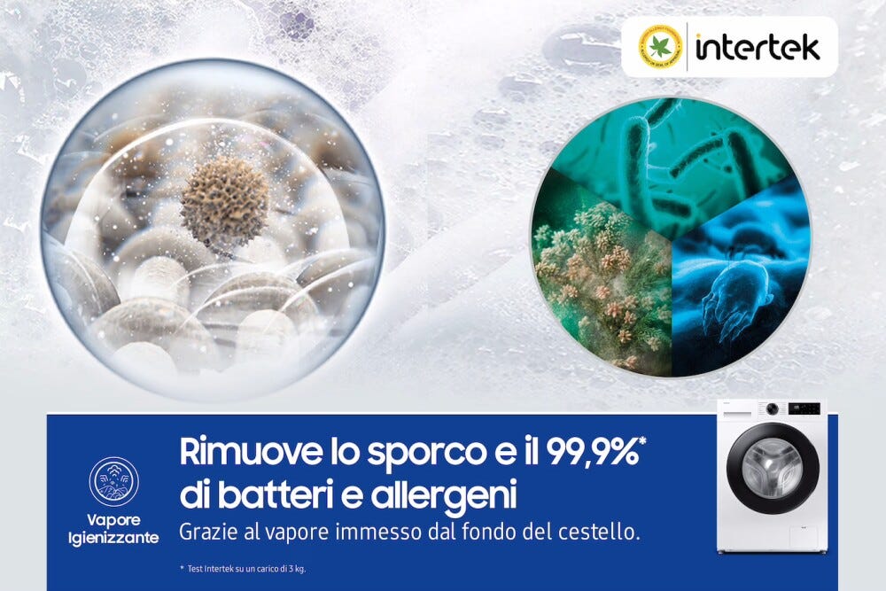 Samsung WW80FG5L32AEET Lavatrice a carica frontale a libera installazione 8 kg, Classe A, AI Ecobubble™, Bubble Shot, Digital Inverter, Bianco