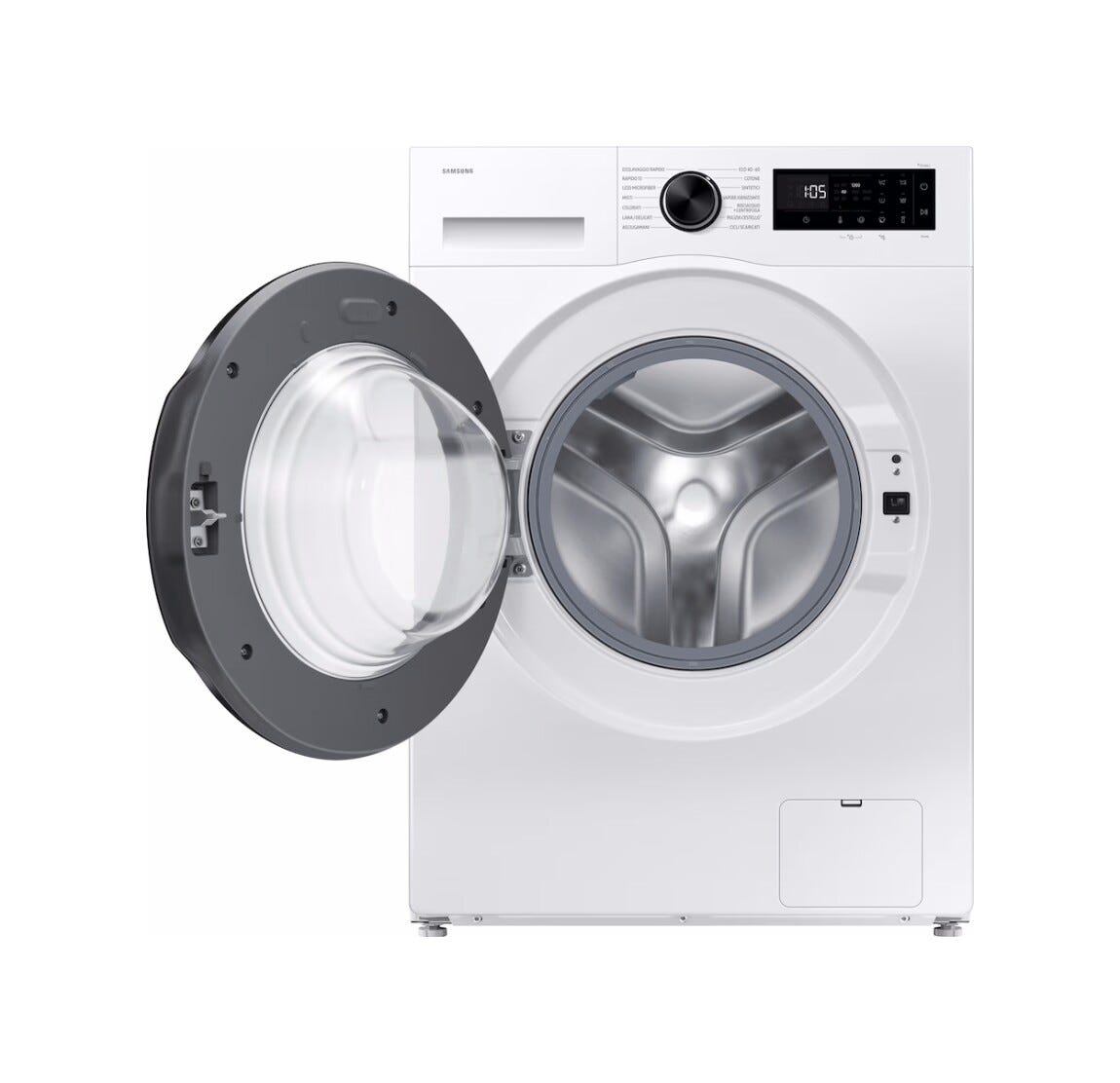 Samsung WW80FG5L32AEET Lavatrice a carica frontale a libera installazione 8 kg, Classe A, AI Ecobubble™, Bubble Shot, Digital Inverter, Bianco