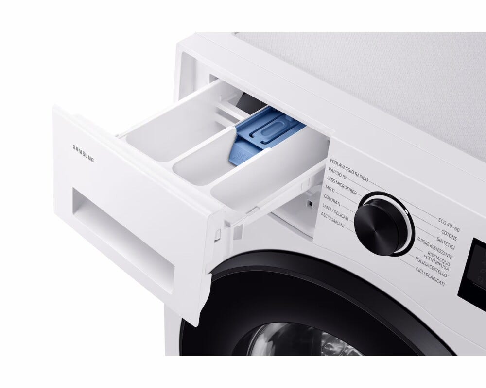 Samsung WW80FG5L32AEET Lavatrice a carica frontale a libera installazione 8 kg, Classe A, AI Ecobubble™, Bubble Shot, Digital Inverter, Bianco