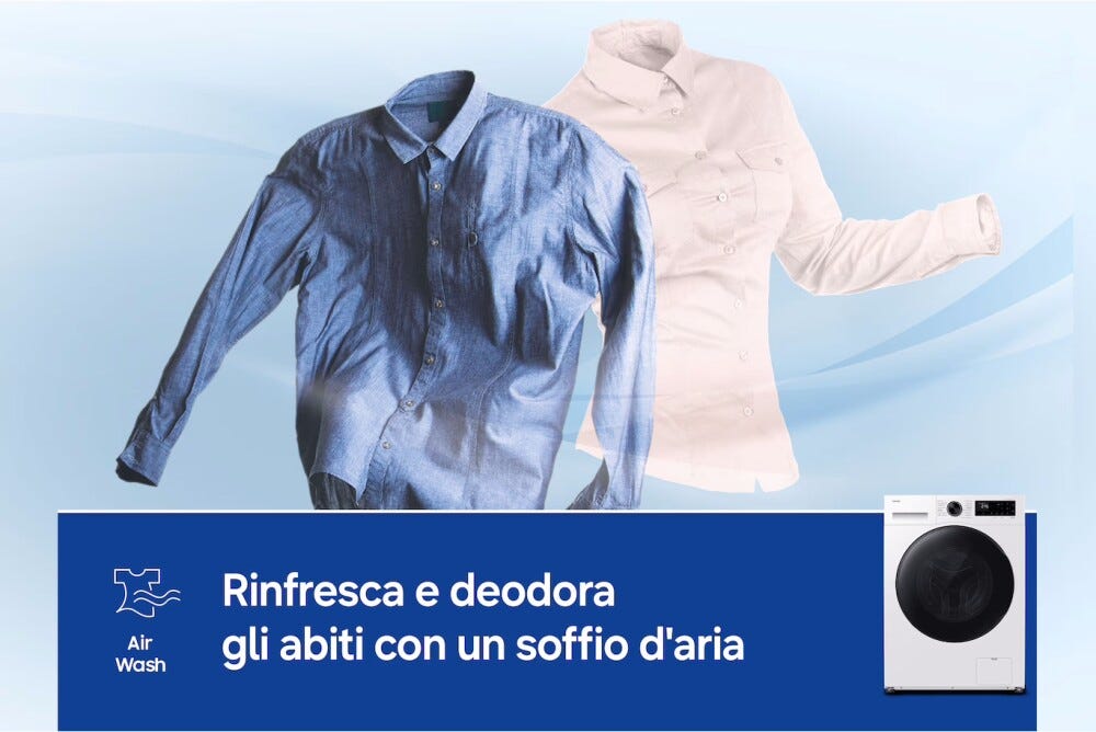 Samsung WD90HG5U34 Lavasciuga a carica frontale a libera installazione 9 kg lavaggio/6 kg asciugatura, Classe A, AI Ecobubble™, Bubble Shot, Digital Inverter, Biammco